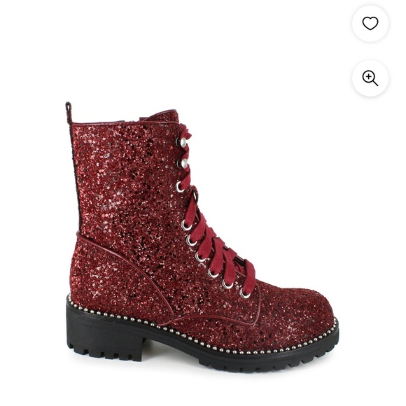 Modcloth Shoes - NWT Red Sparkle Combat Boots
